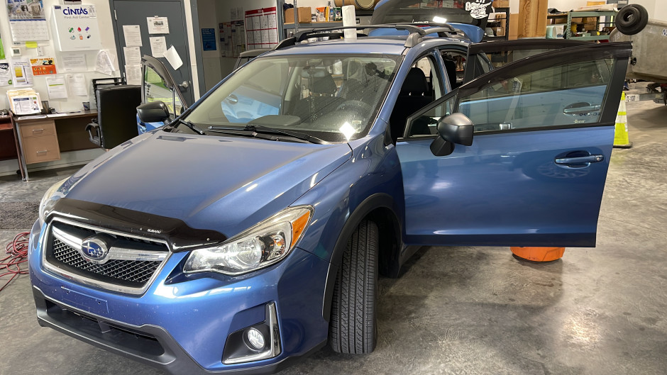 Randall Hardy's 2016 Crosstrek Subaru blue with bla